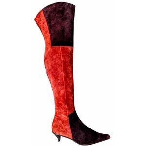 FABIANELLI Italian Made Leather Colorblocked Over The Knee Boot Size 9